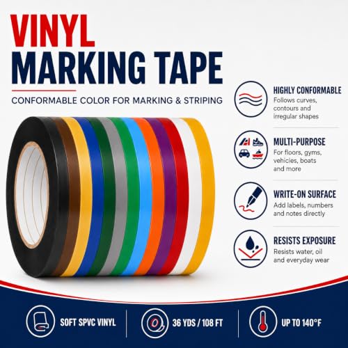 GGR Supplies CVT-536 Black Vinyl Floor Marking Tape, 2 x 36 Yards - color: Black, size: 2 in. x 36 yds.