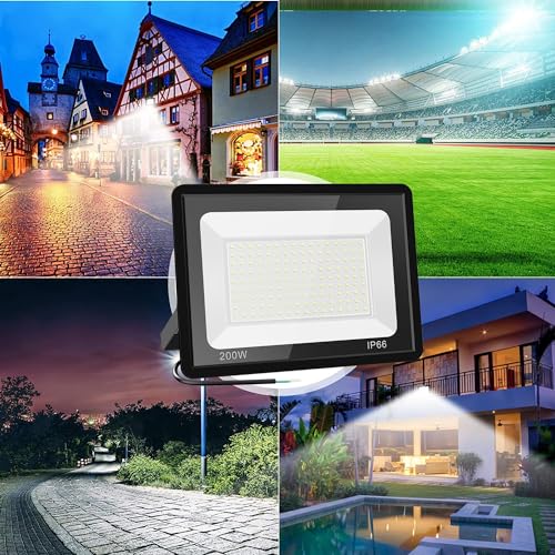 200W LED Outdoor Floodlights 2 Pack, 5000K Waterproof Security Lights - size: 200 W-2 pack