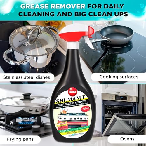 Bagi SHUMANIT - 25.4 Oz Cold Grease Remover. Spray for The immediate Removal of Stubborn and Burnt fats/Grease: 3Pk