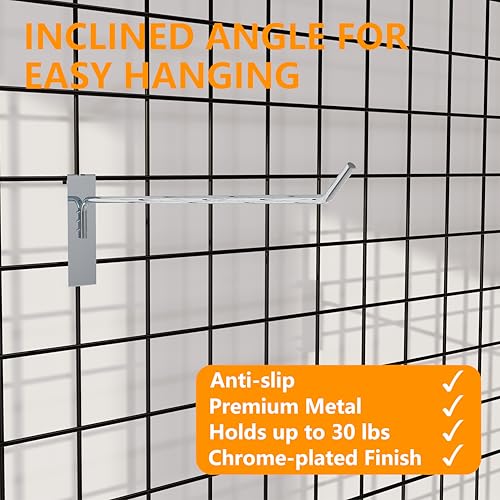 2 Inch Grid Wall Hooks Chrome 25PCS Display Hangers - color: Chrome, size: 2 Inch