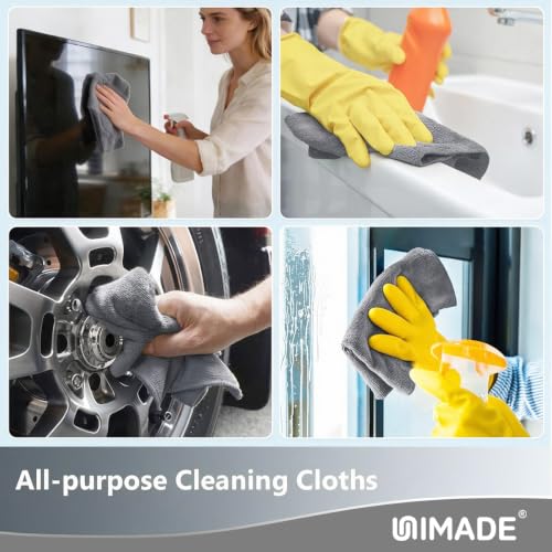UNIMADE Microfiber Cleaning Cloth, 100 Sheets Microfiber Towels for Cars - color: Grey
