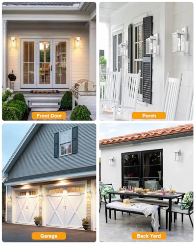 VIANIS White Dusk to Dawn Outdoor Wall Lantern, Anti-Rust, Waterproof - color: White, size: Standard Dusk to Dawn 2-Pack