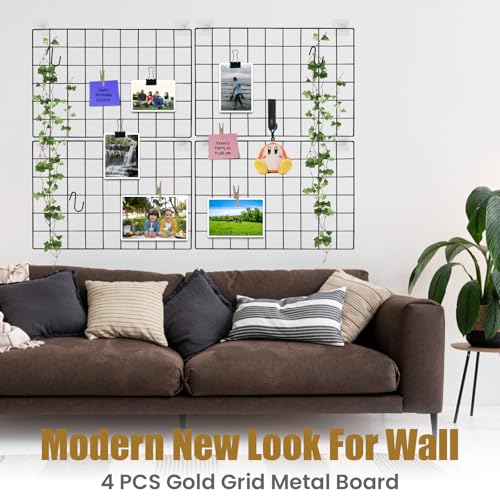 CIKLCIX Wire Wall Grid Panel Set of 4, Photo Display Board & Memo Board - color: Black, size: 4 Pack