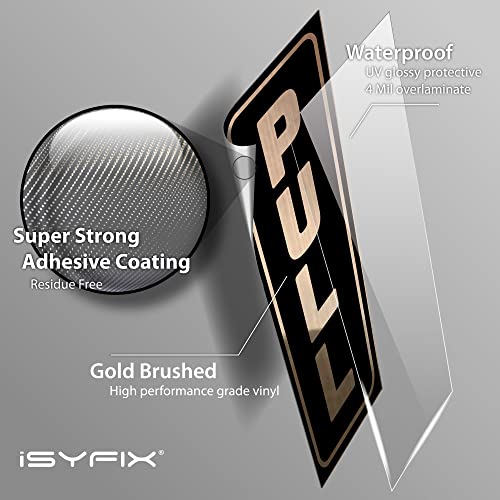 iSYFIX Push Pull Stickers Sign, 2x5 Inch, Brushed Gold/Black, 2 Pack - color: Brushed Gold / Black, size: Vertical 2x5
