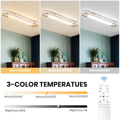 ADISUN Modern LED Ceiling Light, Semi Flush Mount Ceiling Light with Remote Control, 31.5in, 42W, Dimmable, Gold Linear Ceiling Lamp for Living Room, Kitchen, Bedroom - color: Gold