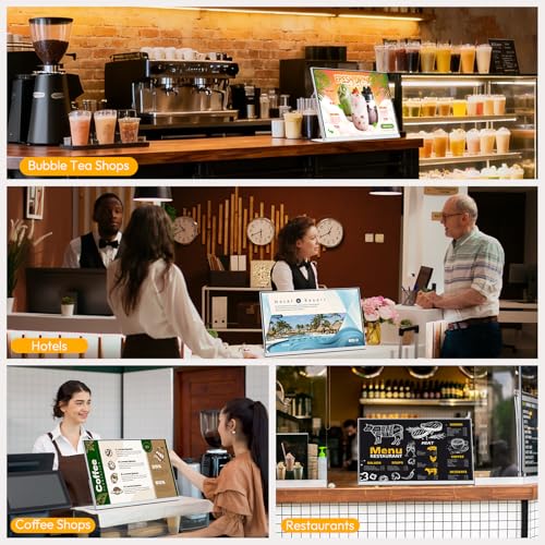 24 Inch Desktop Digital Menu Board, HD Digital Signage Retail Store Monitor, Commercial Display Advertising Screen Android with CMS, Electronic Menu Display for Milk Tea Shop/Restaurant - size: 24 Inch