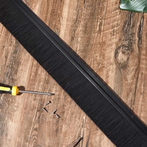 Door Sweep Brush Aluminum, 2 x 48 Inch, Black, 4 Set - color: Black, size: 2 x 48 Inch