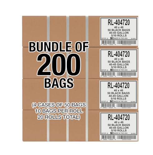 Aluf Plastics 40-45 Gallon Trash Bags (2 MIL - Pack of 200) 40" x 46" - Large Heavy Duty Can Liners - Plastic Black Garbage Bags for Lawn, Leaf, Contractor, Yard, Outdoor use - color: Black, style: 45 Gal, 2 Mil, 200 Count