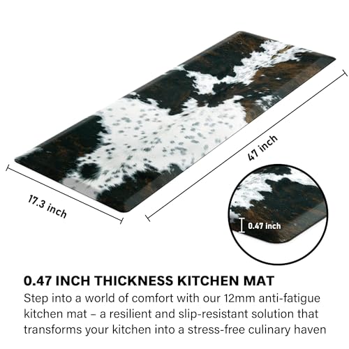 Tyrot Cowhide Kitchen Mat Cushioned Anti Fatigue, 17.3x47 - size: 47"L x 17.3"W x 0.5"Th