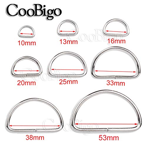 CooBigo 50 Pack 1-1/4" Dee Rings D-Ring Metal Buckle Strap Sewing Accessories FLQ051-A - color: Silver, size: 1-1/4 Inch
