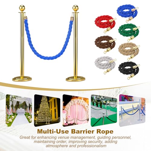MECCANIXITY Twisted Stanchion Rope 3.28 Ft/1 M, Barrier Rope Twisted Post Ropes with Snap Hooks for Posts Stands Queue Divider Crowd Control, Blue Golden - color: Blue Golden, size: 3.28 Ft