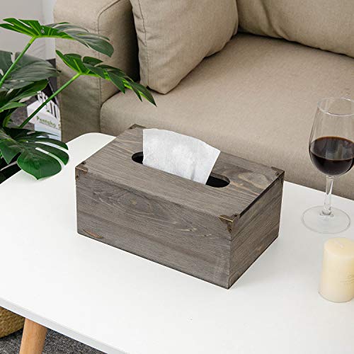 Distressed Wooden Rustic Facial Tissue Box Holder Tissue Box Cover Napkin Dispenser for Bathroom Living Room Dining Room Bedroom Toilet (Grey) - color: Grey