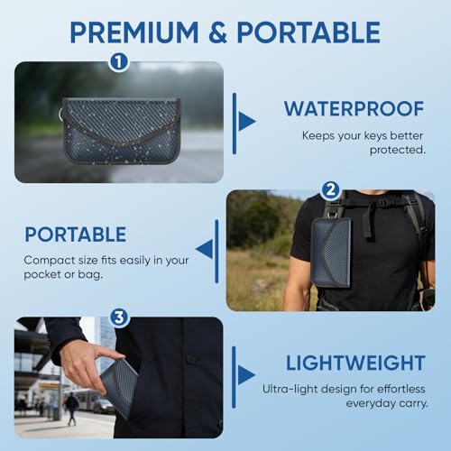 TICONN 2PK Faraday Bag for Car Key Fob, Anti-Theft NFC RFID Blocking Pouch - color: Navy, size: Large