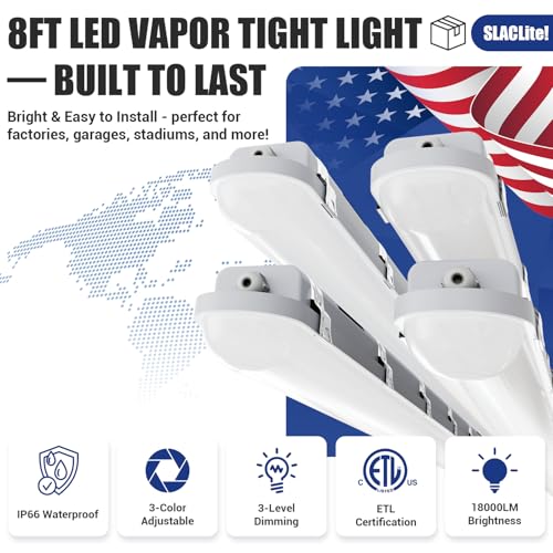8FT LED Vapor Tight Light 120W/100W/80W,3/4/5000K CCT, ETL 4Pack - size: 8FT (4-Pack)