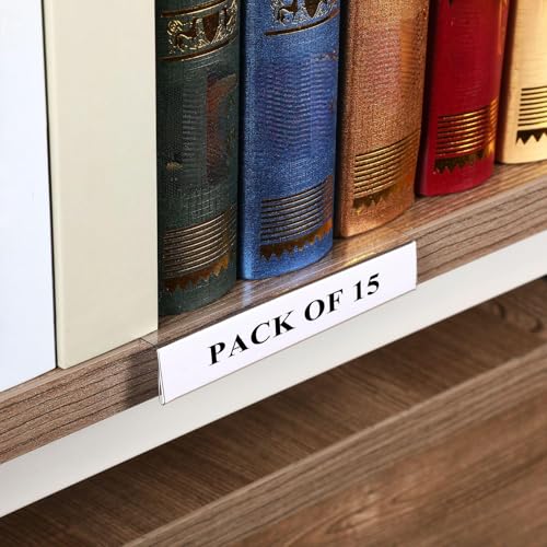 Containlol 15 Pcs Clear Plastic Shelf Label Holders, 3 x 1.6 Inch - size: 3 x 1.6 Inch