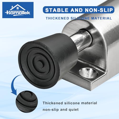 HOMOTEK Kickdown Door Stopper Heavy-Duty Adjustable Spring Loaded Telescopic Foot-Operated Door Holder with Easy Step-On/Off Release Kick Down Stop Wall Protecto, 1 Pack, Sliver