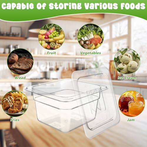 8 Set 1/6 Size Plastic Clear Food Pans with Lids for Kitchen Restaurant