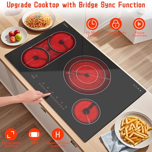 Karinear Electric Cooktop 30 Inch, 4 Burners Electric Stove Top, Drop-in - color: 30 inch 4 burner