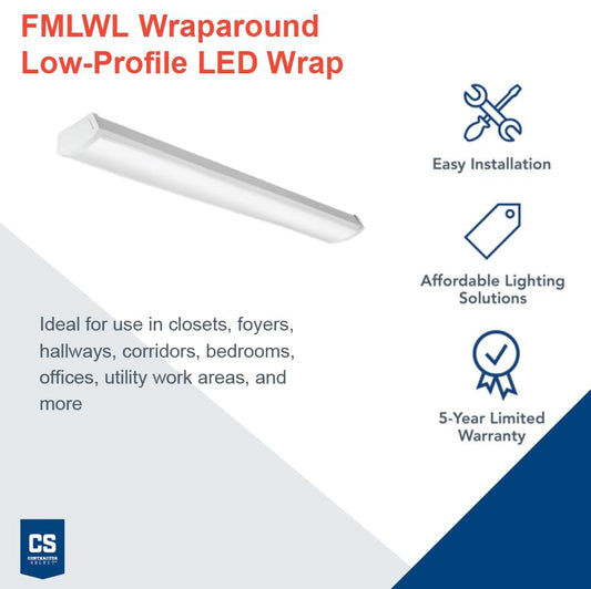 Lithonia Lighting 4' Low-Profile LED Wraparound Light Fixture, 4000K, 120V - color: 4000K Cool White, size: 48 inches, style: 120V