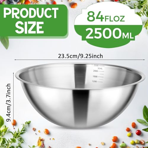 Honeydak 6 Pcs 304 Stainless Steel Mixing Bowls with Graduations, 84 oz - size: 84 oz