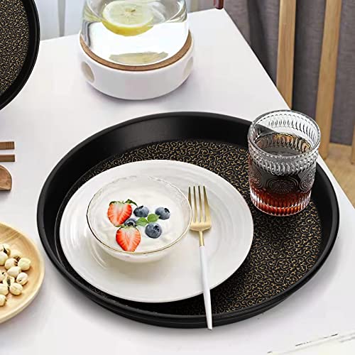 Frcctre 4 Pack 12 Inch Plastic Serving Tray, Round Non-Slip Restaurant Serving Trays Cafeteria Food Service Tray for Home, Party, Events