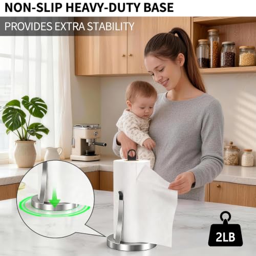 Jesginboo Countertop Paper Towel Holder with Tension Arm, Brushed Nickel - color: Brushed Nickel