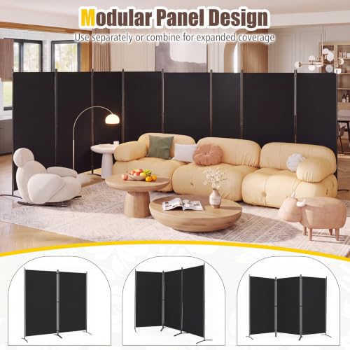 GIANTEX 4-Panel Room Divider, Folding Privacy Screen, 136" x 71", Black - color: Black, size: 136"W x 71"H (4 Panel)