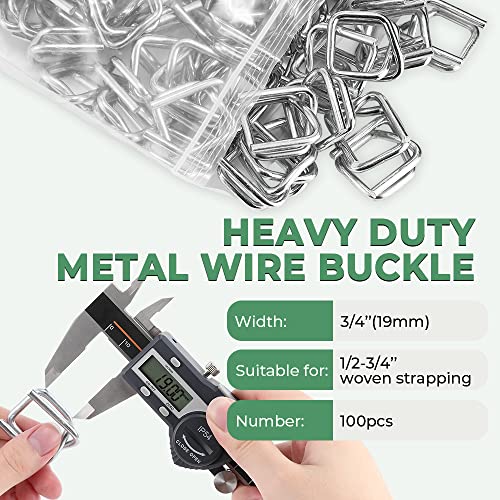 3/4" Heavy Duty Metal Wire Buckle for Woven Cord Strapping 100 Pack - style: Pack of 100