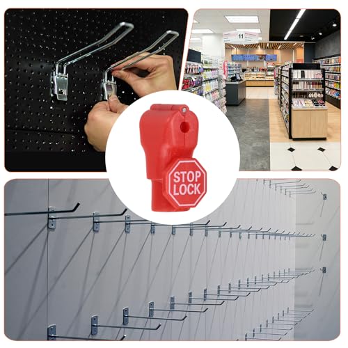 Peg Hook Locks PC Magnet Anti-Theft Pegboard 4mm Red 50Pcs - color: Red, size: 4mm