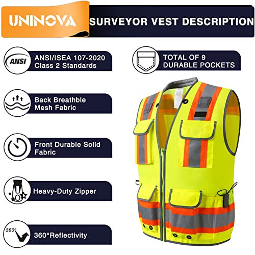Surveyor Safety Vest, Reflective High Visibility Vests for Men - color: Yellow, size: XX-Larege-3X-Large