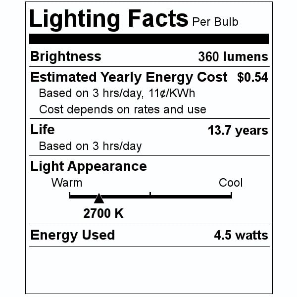 Bulbrite 776671 4.5W LED A19 Filament Bulb, E26 Base, Dimmable 2700K, Wet Rated, Half Chrome - style: LED