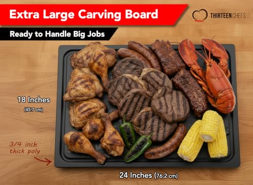 Extra Large Cutting Board 24x18, Meat Carving Juice Groove, Black Plastic - color: Black, size: 24"L x 18"W