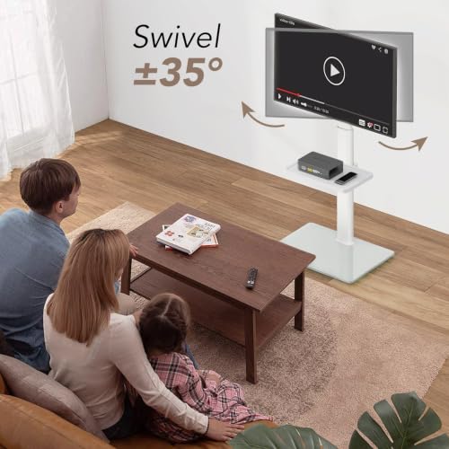 AX WABER Universal Floor TV Stand with Mount 70 Degree Swivel 9 Level Height Adjustable and Space Saving Design for Most 27 to 65 inch LCD, LED OLED TVs White - color: White, size: Floor TV Stand with Shelf