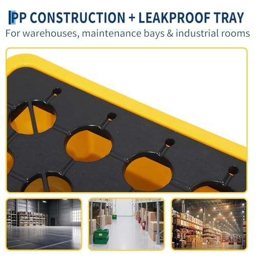 IDEALHOUSE 2 Pack 1-Drum Spill Containment Pallet with Drain, 27x27x8 in - size: 1-Drum x 2