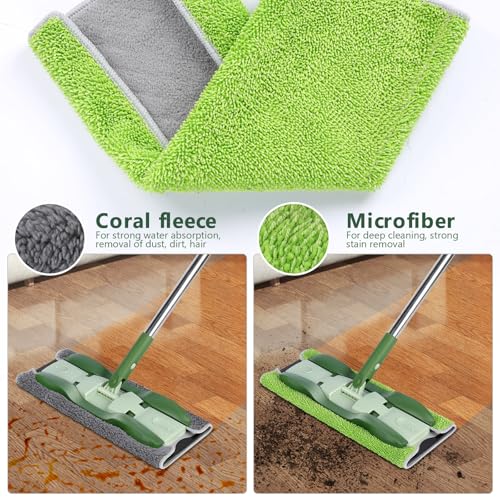 Masthome Microfiber Flat Mop for Hardwood, Laminate Floor Cleaning - color: Green Professional