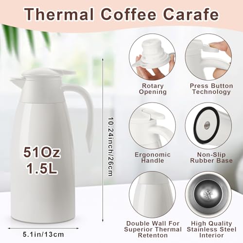 Norme 2 Pcs Thermal Coffee Carafe Creamer, Beige, 51 oz - color: Beige, size: 51 oz