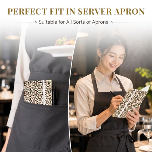 Server Book,7 Pocket Zipper Organizer,Server Books for Waitress - color: Leopard