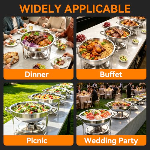 4-Pack 6QT Chafing Dishes for Buffet, 304 Stainless Steel Chafing Dish Buffet Set with Glass Lids & Lid Holders – Food Warmers for Parties, Weddings, Birthdays & Catering,Silver - color: Full Silver With Glass Lid