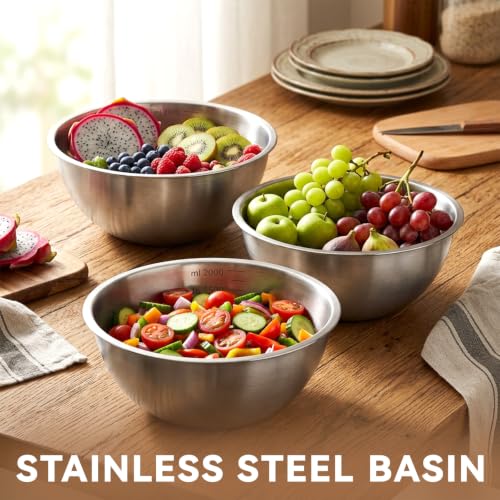 MySHUCE12Pcs Stainless Steel Mixing Bowls with Graduations for Kitchen Home