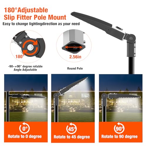 OKQ 400W LED Parking Lot Light 60000LM 5000K Daylight Dusk to Dawn Photocell Commercial Outdoor Lighting IP65 Waterproof 11 Years Lifespan,1 Pack for Parking Street Yard Garage Warehouse - size: 400W-1PACK