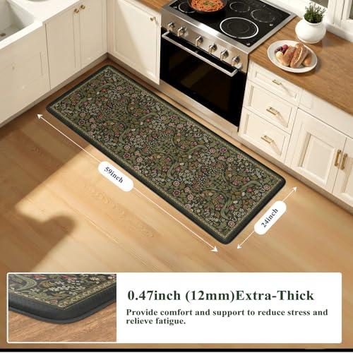 Collive Anti Fatigue Kitchen Runner Mats, Olive Green Sink Rug-24''x59'' - color: Olive Green, size: 24"W x 59"L