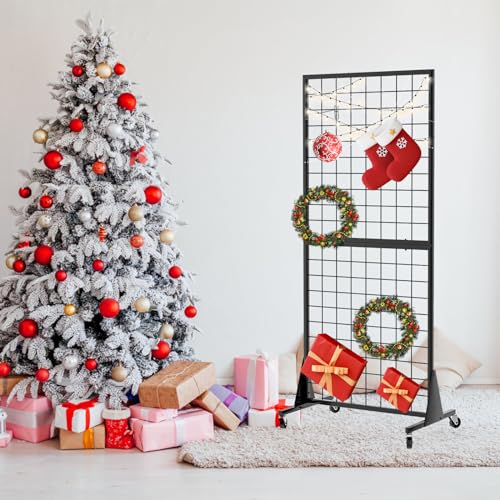 4-Pack Gridwall Panel Display Stand, 2'x5.5' Heavy Duty Floor Standing Rack with Detachable Girdwall, Movable Silent Wheel, Easy to Transport, Ideal for Retail & Craft Fairs - color: 4-Pack