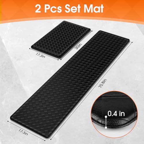 TranquilRelax Kitchen Mats, Cushioned Mats with Extra-Long Runner, Black - color: Black, size: 2-Piece | 30"+71" | Standard