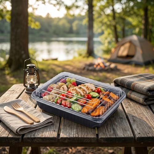 48oz Bento Boxes with Lid - Shrink-Wrapped Ready to Use 40 Pack - size: 9.4x7.1 inch48 oz