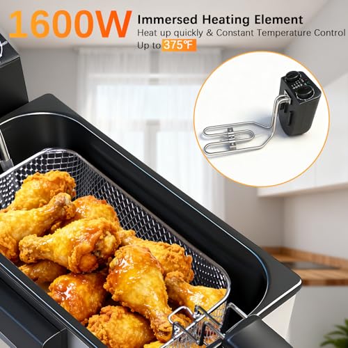 CATTLEMAN Deep Fryer with Oil Filtration, 1600W, 3L, Stainless Steel - color: Deep Fryer with Oil Filtration