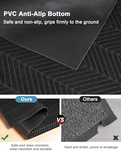 Front Door Mat Indoor Outdoor Entrance, 4' x 8' Heavy Duty Doormat Entryway - color: Black, size: 4' x 8' (Rectangular)