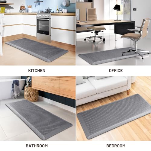 HappyTrends Kitchen Floor Mat - 4/5 Inch Thick Anti-Fatigue Kitchen Rug - color: Grey, size: 54"L x 22"W x 0.8"Th