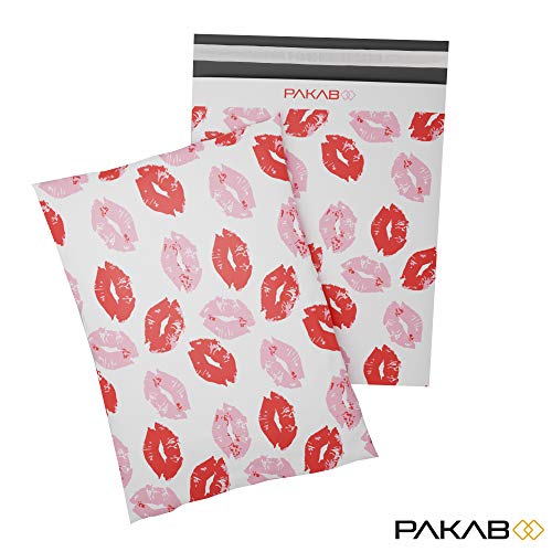 PAKABOO Poly Mailer Shipping Bags 10x13 Inch, 100 Pack, Non-Padded Envelopes with Tamper Proof Self-Seal, Vibrant Lip Print Packaging - color: Lips, size: 10 x 13 inch