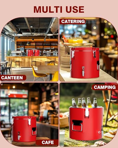 PYY Insulated Beverage Dispenser - 4 Gallon Stainless Steel Coffee Carrier with Spigot Handle, Commercial Thermal Container for Chocolate Iced Juice Tea, Milk Hot and Cold Drink - size: 4 Gallon