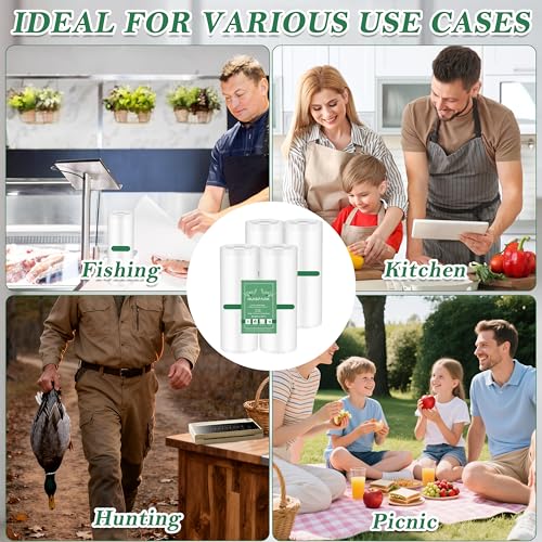 Pre-Cut Perforated Vacuum Sealer Bags Rolls,Heavy-Duty Vacuum Sealer Roll Bags 8x12 Inch 4 Rolls 80 Tear Off Bags,Easy-Tear Food Grade Storage Bags for Sous Vide, Freezer & Meat (BPA Free) - size: 4 rolls 8 x 12 Inches